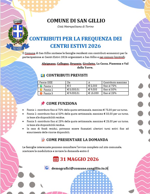 Contributi centri estivi