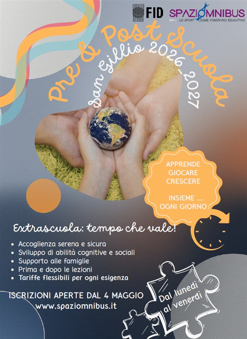 Pre e post scuola anno scolastico 2026/2027